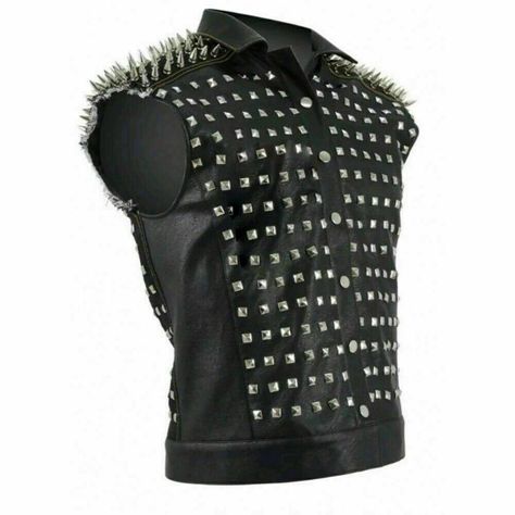 Shop - TheLeatherAble Vest Handmade, Handmade Vest, Anime Bag, Studded Leather Jacket, Studded Jacket, Handmade Leather Shoes, Unique Top, Jackets Women, Biker Leather