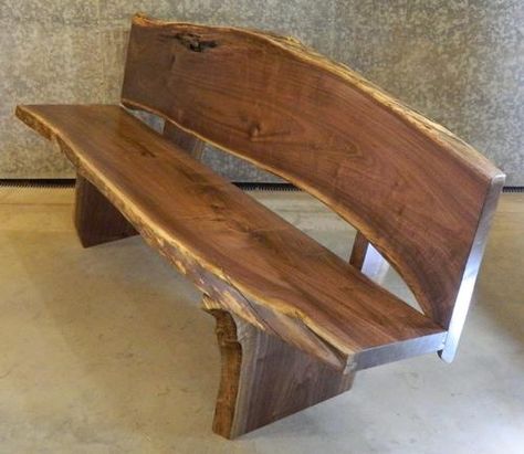 Live Edge Bench Seat, Live Edge Chair, Cool Bench, Live Edge Ideas, Wooden Benches Outdoor, Wooden Bench Design, Natural Wood Bench, Rustic Outdoor Benches, Rustic Benches