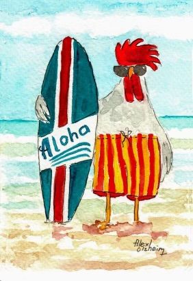 Surf Drawing, Chicken Art, Desenho Tattoo, 캐릭터 드로잉, Watercolor Art Lessons, Surf Art, Watercolor Ideas, Art Inspiration Painting, Painting Art Projects