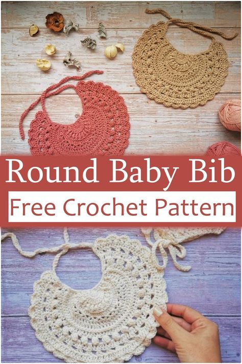 Round Baby Bib Crochet Pattern Crochet Bib Free Pattern, Bib Crochet Pattern Free, Baby Bib Crochet Pattern Free, Crochet Bibs Free Pattern, Crochet Baby Bibs Free Pattern, Crochet Baby Headband Free Pattern, Crochet Bib Pattern, Baby Bibs Patterns Free, Crochet Bibs