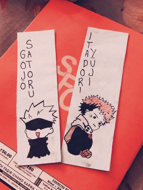 Anime Bookmarks Diy, Jjk Crafts, Jjk Bookmark, Face Art Drawing, Cool Bookmarks, Handmade Bookmarks Diy, Penanda Buku, Ascii Art, Creative Bookmarks