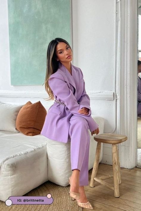 Call it the season of purple. Our editors put together 10 purple outfit ideas that take the color from casual daywear to chic evening looks, with pieces perfect for mixing, matching, and wearing on repeat. #purpleoutfit #purpleoutfitideas Blue And Purple Outfit Aesthetic, Purple Business Outfit, Blue And Purple Outfit, Purple Outfit Aesthetic, Purple Outfit Ideas, Purple Outfit, Outfits To Wear, Purple Outfits, Classic Outfits