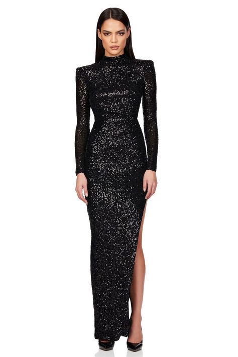 Long Sleeve Turtle Neck Dress, High Neck Gown, Open Back Gown, Luxe Boutique, Dress Hire, Crystal Dress, Back Skirt, Gown Black, Lace Bridesmaid Dresses