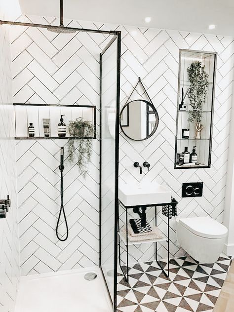 Tiny Modern Bathroom, Powder Room Ideas Wallpaper, Bathroom Ideas Cozy, Kitchen Ideas Coastal, Small Bathroom Ideas Indian, Bathroom Eclectic, Tiny Shower Room, Tiny Kitchen Ideas, Black Bathroom Ideas