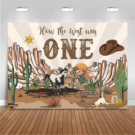 Western First Birthday Backdrop How The West was One Cowboy First Rodeo Birthday Party Decoration Wild West Country Western Background Banner (Brown, 7x5ft(82x60 inch)) #westernbirthday #ad #cowboy #cowboybirthdayparty #horses #rodeobirthday Wild West 1st Birthday Party, Wild West First Birthday, First Birthday Party Backdrop, Western First Birthday, First Rodeo Birthday Party, My 1st Rodeo, First Birthday Backdrop, Rodeo Birthday Party, Walker Hayes