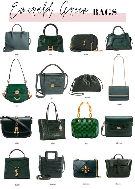 Emerald Handbags Emerald Green Handbag, Dark Green Handbag Outfit, Green Handbag Outfit, Emerald Green Purse, Green Purse Outfit, Green Bag Outfit, Green Handbags, Purse Outfit, Green Handbag