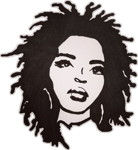 Lauryn Hill Sketch, Lauryn Hill Art Painting, R&b Drawing, J Cole Tattoos Ideas, Lauryn Hill Tattoo Ideas, Lauryn Hill Black And White, Erykah Badu Drawing, Lauryn Hill Drawing, Dope Sketches Easy