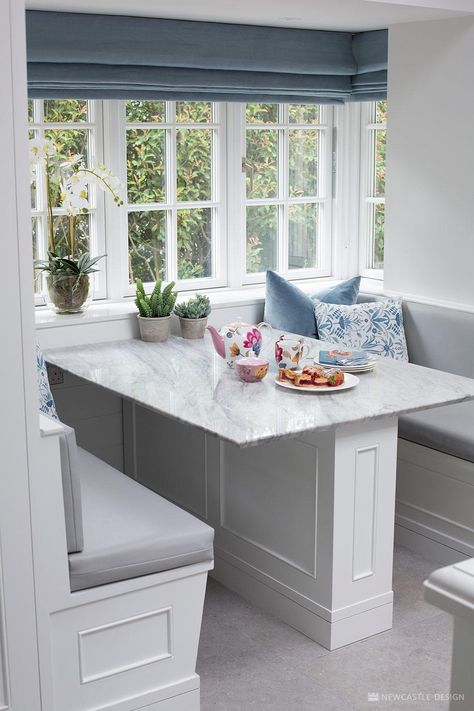 Window Seating | Kitchen Window Seating | Natural Lighting Built In Seating Dining, Window Seating Kitchen, Built In Kitchen Table, Seating In Kitchen, Booth Seating In Kitchen, Window Seating, Window Seat Kitchen, Bench Seating Kitchen, Banquette Seating In Kitchen