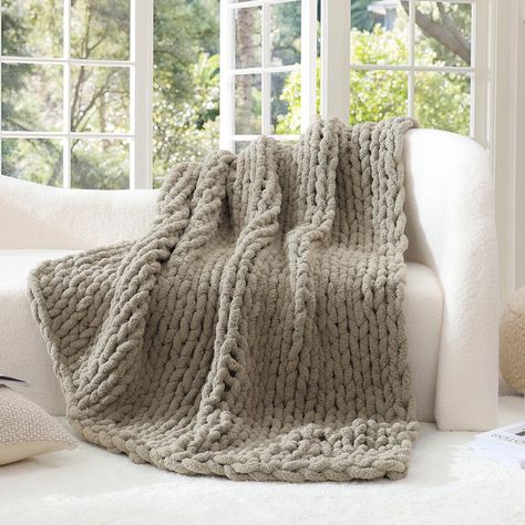 PRICES MAY VARY. Soft throw blanket: Our chunky knit blanket has the same appearance and soft touch as the chenille blanket. More importantly, this fabric drapes more luxuriously- it's lush, thick and tight! Our chunky blanket is the a great fashion-conscious choice for keeping warm in winter Multiple usage: Wrap yourself in our luxury hand knitted throw blankets while enjoying chill movies and lazy holidays. This chunky knit throw blanket is WOW just great! for relaxing at home, taking a nap, w Knit Crochet Blanket, Cable Knit Crochet, Hand Knitted Throws, Knitted Throw Blanket, Cable Knit Throw Blanket, Cable Knit Blankets, Chunky Knit Throw Blanket, Oversized Throw Blanket, Green Throw Blanket