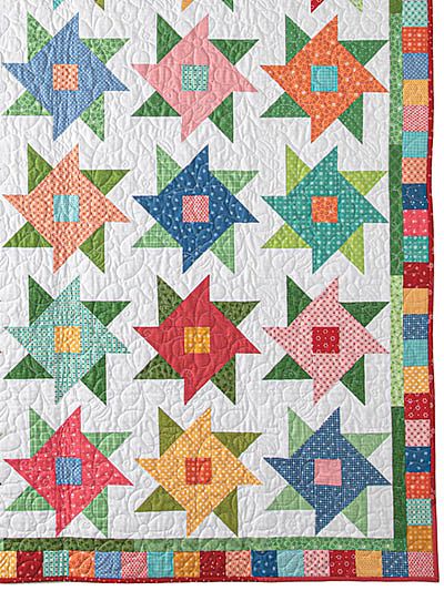 Bring a Summer Garden Inside Any Time of the Year - Quilting Digest Summer Quilt Patterns, Flowers Quilt Pattern, New Quilt Patterns, Flowers Quilt, Quilting Digest, Bright Quilts, Spring Quilts, Scrappy Quilt Patterns, Fat Quarter Quilt