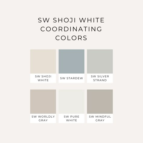 Sherwin Williams Shoji White Paint Color Review Colors That Compliment Shoji White, Shoji White Sherwin Williams Bedroom, Shoji White Coordinating Colors, Sherwin Williams Shoji White, Pure White Paint Color, White Exterior Paint Colors, White Paint Color, Shoji White, Mindful Gray