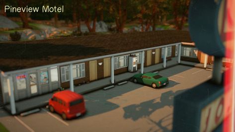 Pineview Motel Sims 4 Motel Lot, Cheap Motel, Sims4 Accessories, Sims Lots, Ts4 Builds, Cheap Motels, The Sims 4 Lots, Sims Inspiration, House Flippers