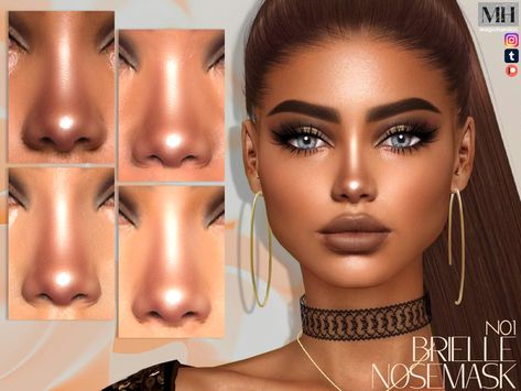 Shiny nose mask for females and males in 11 swatches - HQ Compatible. Mod Makeup, Makeup Cc, Sims Packs, Nose Mask, Sims 4 Cc Makeup, Sims 4 Cc Skin, Sims Games, Sims 4 Game, Ts4 Cc