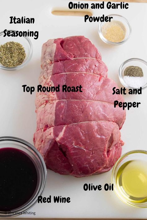 Top Round Roast Beef with Italian Herb Seasoning Bottom Round Roast Oven, Round Roast Recipes, Easy Roast Beef Recipe, Top Round Roast Recipe, Crockpot Ham And Potatoes, Round Roast Recipe, Easy Roast Beef, Deli Roast Beef, Ham And Potatoes