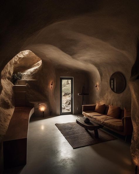 Cave Like Bedroom, Cave Style Interior, Cave Like Bathroom, Cave Aesthetic Room, Cave Inspired Interior, Cave Room Aesthetic, Cave Like Interior, Cave Bedroom Aesthetic, Cave House Aesthetic