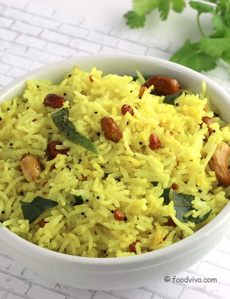 Lemon Rice Recipe Pulihora Recipe, Lemon Rice Recipe, Sambhar Recipe, Andhra Recipes, Indian Rice Recipes, South Indian Style, Indian Rice, Flavored Rice, Lemon Rice