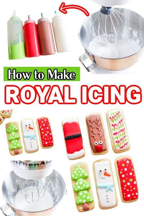 Learn how to make the best royal icing with meringue powder, powdered sugar, water, and food coloring of your choice. This is a very easy to make royal icing recipe that is perfect for adding to your piping bag and piping tips of choice to create gorgeous decorated cookies. The perfect consistency that takes no time to make this easy royal icing recipe. Royal Icing Recipe Without Meringue Powder, Royal Icing With Meringue Powder, Icing With Meringue Powder, Best Royal Icing, Easy Royal Icing, Easy Royal Icing Recipe, Sugar Recipes, Meringue Powder, Royal Icing Recipe