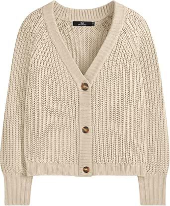 LILLUSORY Women's Chunky Cropped Oversized Cardigan Sweater V Neck Knit Cute Fall Casual Fashion Outfit Jacket Birkenstock Clog Outfit, Clogs Outfits, Oversized Cardigan Sweater, Birkenstock Clogs, Clogs Outfit, Cream Knit Cardigan, Down Winter Coats, Oversized Sweater Cardigan, Long Black Coat