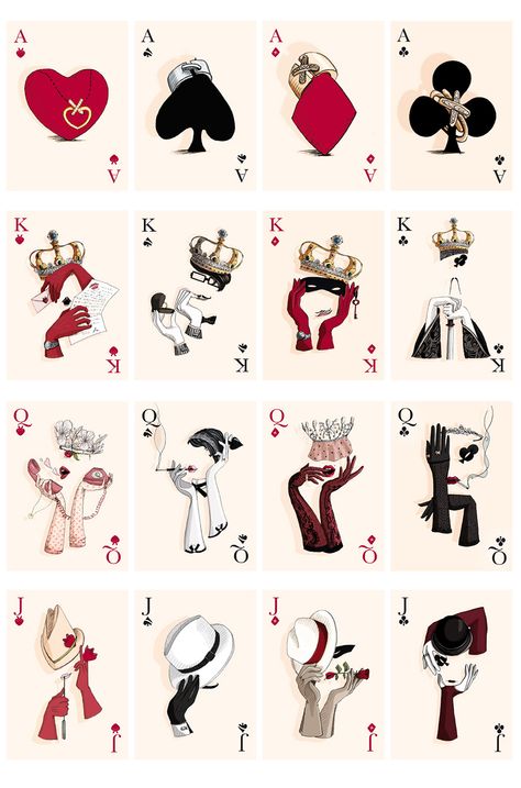 Two Of Hearts Playing Card, Drawing Of Playing Cards, Poker Art Illustration, House Of Cards Drawing, Cute Playing Card Design, Card Suits Design, Poker Card Painting, Cool Playing Cards Design, Poker Painting Ideas