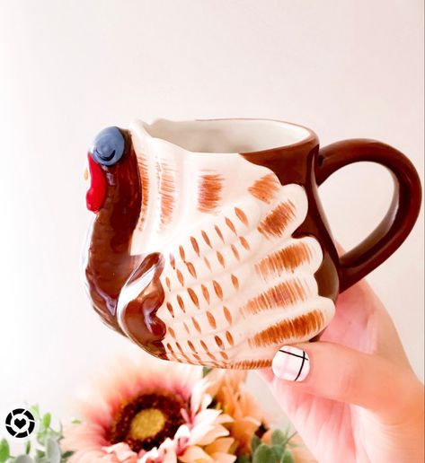 Target Autumn Decor, Ceramic Turkey Painting, Ceramic Turkey, Thanksgiving Mug, Thanksgiving Mugs, Anthropologie Pumpkin Mug, Cute Fall Mugs, Target Home Decor, Harvest Festival