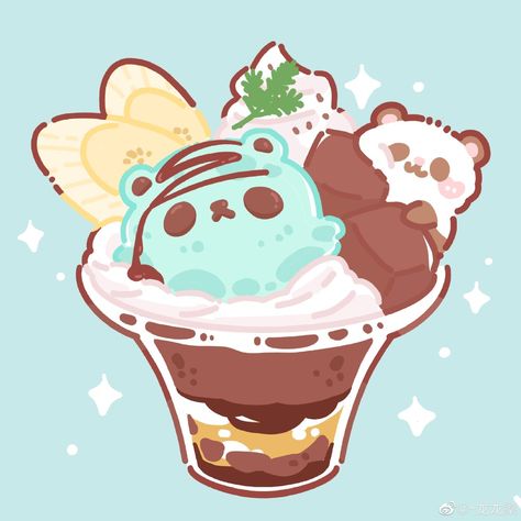 Ice Cream Sticker, Kawaii Ice Cream, 귀여운 음식 그림, Foodie Art, Animal Food, Food Illustration Art, Cute Food Drawings, Food Drawings, Cute Food Art