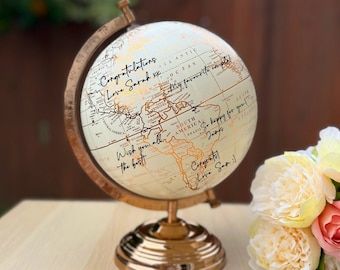 Wedding Globe Guest Book, Alternative Wedding Guest Book, Wedding Decor - Etsy UK Globe Guest Book, Guest Book Signage, Travel Theme Decor, Our Adventure Begins, Map Guest Book, Luggage Tags Wedding, World Map Travel, Signage Wedding, Wedding Guest Book Unique