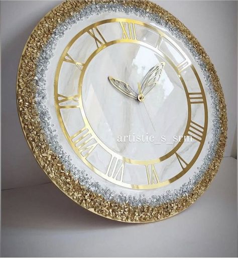 Resin Art Clock Design, Luxury Wall Clock, Epoxy Wall Clock, Engagement Ring Platter, Clock Resin, Epoxy Wall, Geode Wall, Gold Wall Clock, Resin Wall Clock