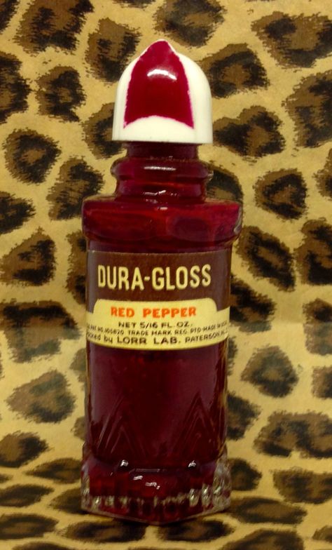 Lorr Lab. Dura-Gloss 'Red Pepper' Nail Polish Vintage Nail Polish Colors, 1950s Nails, Vintage Nail Polish, Thrifty Ice Cream, Dr Belongings, Historical Makeup, Red Perfume, Vintage Nails, Lovely Nails