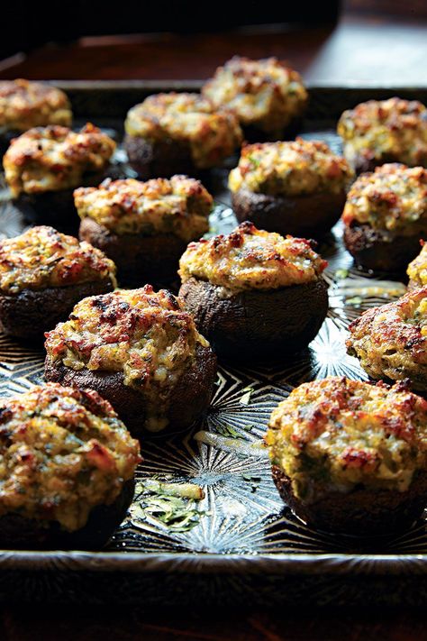 Garlic-and-Gruyère-Stuffed Mushrooms Recipe | Saveur Panko Bread Crumbs Recipe, Gilroy California, Best Mushroom Recipe, Garlic Festival, Holiday Party Appetizers, Stuffed Mushroom, Recipes Snacks, Party Food Platters, Holiday Meals