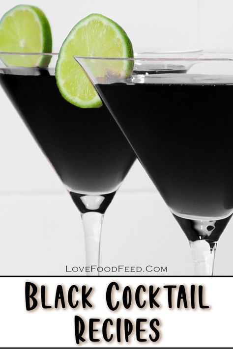 Black cocktail recipes Black And White Drinks Cocktails, Bramble Cocktail, Blackberry Bramble, Food Dinner Ideas, Black Food Coloring, White Drinks, Dark Spirit, Black Fig, Vodka Martini