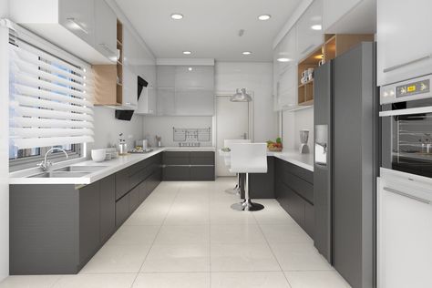 Kitchen Colour Combination Color Combos, Kitchen Interior Colour Combination, Luxury Bedroom Interior, Kitchen Colour Combination, Kitchen Set Cabinet, Kitchen Colour, Beautiful Kitchen Cabinets, Gray And White Kitchen, Small House Interior