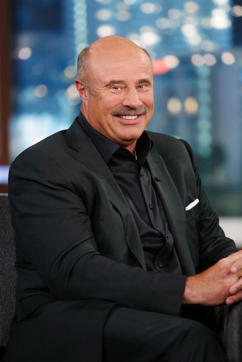 HAPPY 70th BIRTHDAY to DR. PHIL!!   9/1/20  Born Phillip Calvin McGraw, American television personality, author and the host of the television show Dr. Phil. He holds a doctorate in clinical psychology, but ceased renewing his license to practice psychological therapy in 2006. Black On Black Suit, Happy 70th Birthday, Picture Of Doctor, Dr Phil, Tv Icon, Clinical Psychology, Steve Harvey, Karate Kid, Black On Black