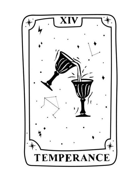 Easy Tarot Card Drawing, Temperance Tattoo, Tarot Drawings, Tarot Template, Wicca Tattoo, Blank Card Template, Temperance Tarot Card, Temperance Tarot, Embroidery Pins