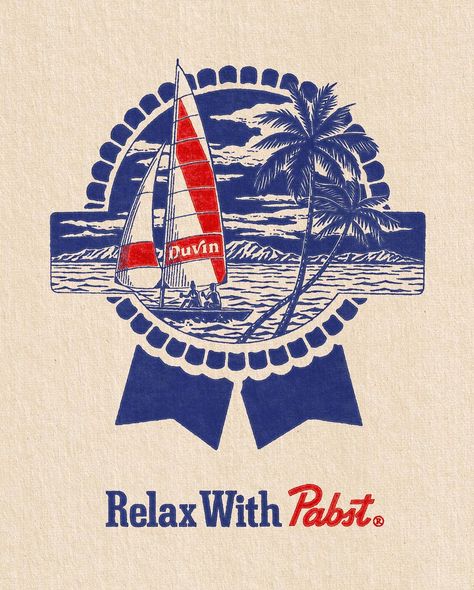 TravisPietsch—Studio© | (2/3) Design for @duvin x @pabstblueribbon - 📸 @jameslano | Instagram Summer Graphic Design, Sailor Aesthetic, Marine Design, Hawaii Shirts, Merch Design, Shirt Logo Design, Brand Icon, Surf House, Pabst Blue Ribbon