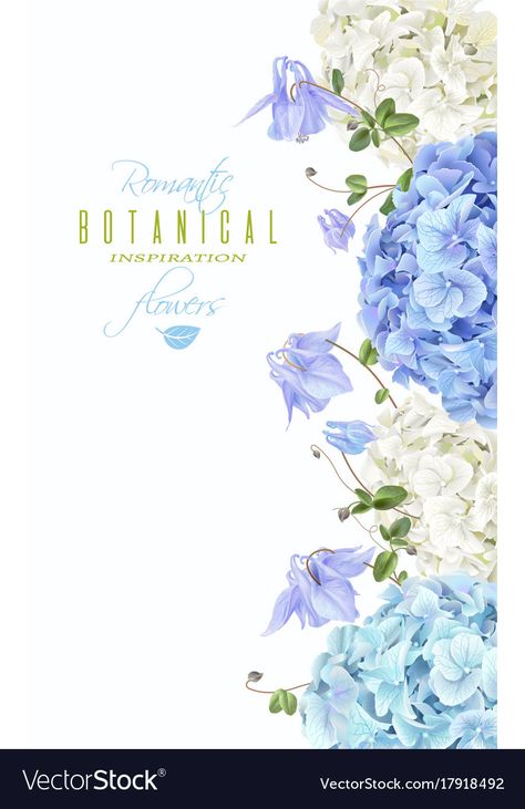 Blue And White Hydrangea, White Background Floral, Hydrangea Design, Vertical Banner, Beauty Care Products, Invitation Frames, Watercolor Flower Background, Abstract Wall Painting, Eco Wedding