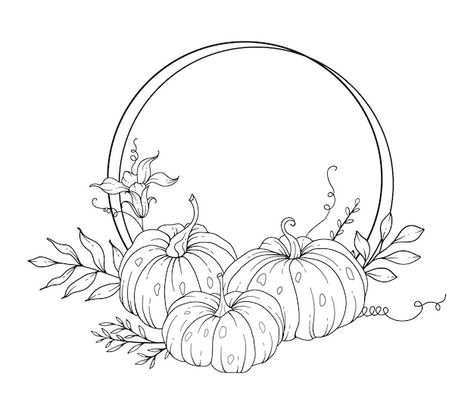 Pumpkin Outline Drawing, Autumn Line Art, Felt Flower Template, Illustration Outline, Pumpkin Outline, Pumpkin Drawing, Pumpkin Arrangements, Line Art Illustration, Wreath Drawing