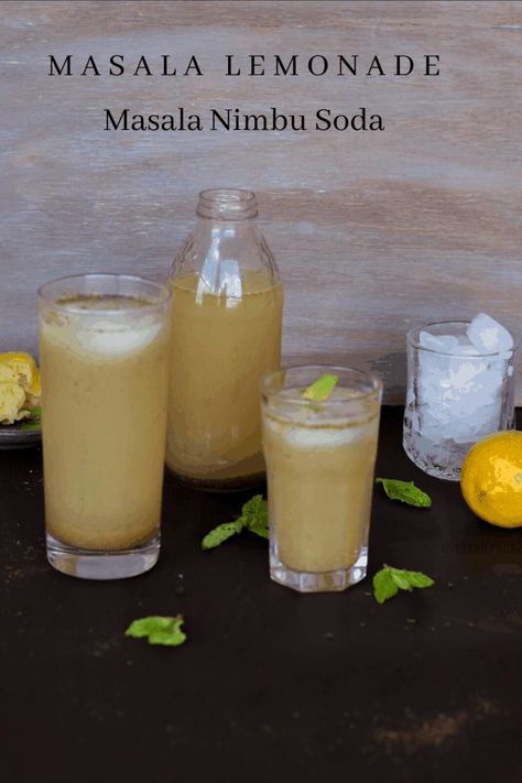 Masala Lemonade for summers with lemons ans spices like cumin powder, black pepper, black salt amd fresh mint leaves. Masala Lemonade, Goli Soda, Moist Lemon Cake, Whole Wheat Pizza, Peach Ice Tea, Ginger Peach, Food Blogging, Lemon Rice, Soda Recipe