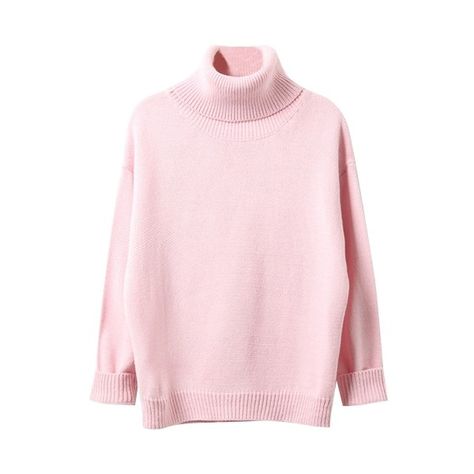 Turtleneck Long Sleeve Plain Pullover Sweater (14.440 CLP) ❤ liked on Polyvore featuring tops, sweaters, beautifulhalo, pink long sleeve top, pullover sweater, long sleeve pullover sweater, pink pullover sweater and polo neck sweater Thick Pink Sweater, Casual Pink Winter Turtleneck, Pink Knit Sweater Solid Color, Pink Chunky Knit Turtleneck Sweater, Pink Turtleneck Soft Knit Sweater, Yume Nikki, Blush Pink Sweater, Pink Turtleneck, Pink Turtleneck Sweater