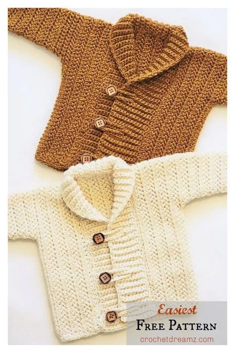 Crochet Baby Shrug, Baby Cardigan Pattern Crochet, Boy Crochet Patterns, Crochet Patterns Baby Boy, Baby Boy Cardigan, Crochet Baby Sweater Pattern, Crochet Baby Jacket, Crochet Baby Sweaters, Baby Cardigan Pattern