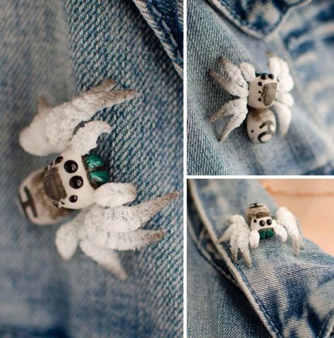 CHUBCHIKI - Etsy Cheap Halloween Party, Kawaii Monster, Creepy Gift, Friendship Ornaments, Friend Christmas Ornaments, Cute Spider, Spider Brooch, Spider Jewelry, Cheap Halloween