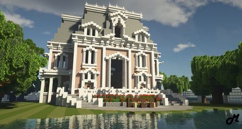 Minecraft Mansion Tutorial, Minecraft Palace, Mansion Minecraft, Minecraft Skyscraper, Minecraft Mansion, Minecraft House Plans, Victorian Mansion, Bangunan Minecraft, Minecraft Modern