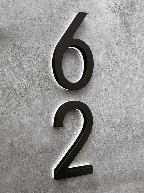 Public Signage, House Number Ideas Outdoor, Black House Numbers, Lighted House Numbers, Rustic House Numbers, Gray Siding, Modern House Numbers Sign, Led House Numbers, Hotel Signage