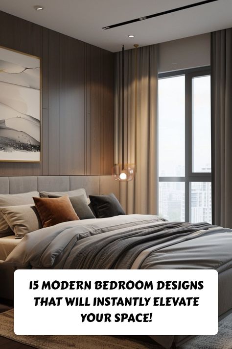 Transform your bedroom with these 15 sleek and stylish modern designs! 🛏️✨ Perfect for creating a cozy yet sophisticated retreat that feels fresh and inviting. #ModernBedroom #BedroomDesign #HomeDecor Modern Bedroom With Fireplace, Modern Bedroom Ceiling Design, Modern Luxury Bedroom Design Master Suite, Bedroom Inspirations Master Modern Luxury, Rich Bedroom Luxury, Luxury Bedroom Design Master Suite, Modern Luxury Bedroom Design, Bedroom Luxury Design, Modern Bedroom Wall