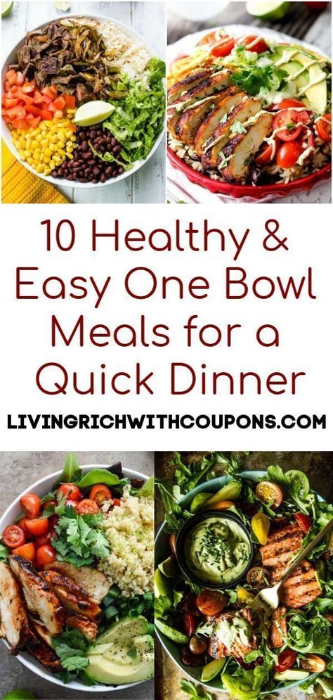 Want to eat healthy but always short on time? I've removed all of the excuses with my top 10 Healthy & Easy One Bowl Meals for a Quick Dinner.  #healthyonebowlmeal #healthyrecipes #healthy Dinner Ideas For 1, One Bowl Meals, Healthy Dinner For One, Easy Healthy Dinner Ideas, Clean Dinner Recipes, Bowl Meals, Clean Dinners, Healthy Dinner Ideas, Chicken Burrito