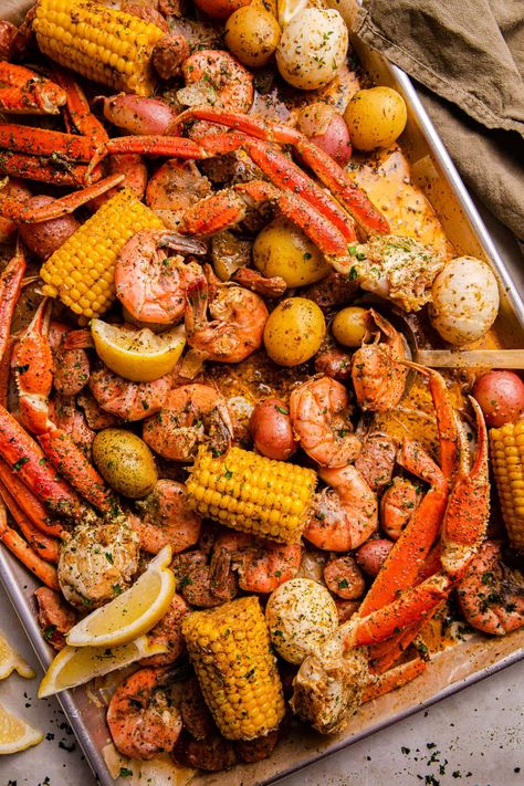 Cajun Seafood Boil with Garlic Butter Sauce Boil Recipes Cajun, Seafood Boil Recipes Cajun, Seafood Boil Seasoning, Crab Boil Recipe, Comfort Food Appetizers, Seafood Broil, Cajun Seafood Boil, Seafood Boils, Boil Recipes