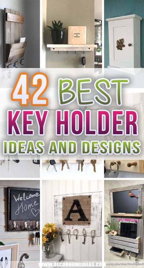 Diy Key Holder Wall Shelves, Ideas For Keys Storage, Wall Key Holder Diy Small Spaces, Key Racks Ideas, Keys And Mail Holder Ideas, Key Drop Ideas, Key Holders For Wall Entryway, Diy Key Rack Entryway, Key And Mail Holder Entryway Diy