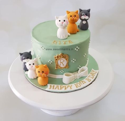 Pet Theme Cake, Cake Designs With Fondant, Cat Themed Cakes, Cats Cake Birthday, Cat Cake Designs Birthday, Cat Birthday Cake For Kids, Cat Cakes For Kids, Birthday Cake Cat Theme, Cake Cat Design