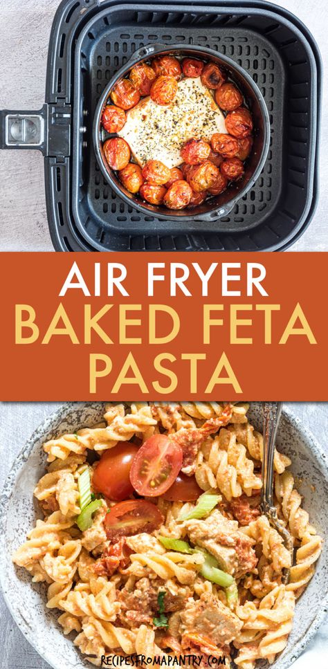 Air Fryer Recipes Pasta, Air Fryer Chicken Pasta, Airfryer Pasta Recipes, Feta Tomato Pasta Air Fryer, Airfryer One Pot Meal, Air Fryer Pasta Bake, Airfryer Pasta, Pasta In Air Fryer, Air Fryer One Pot Meals