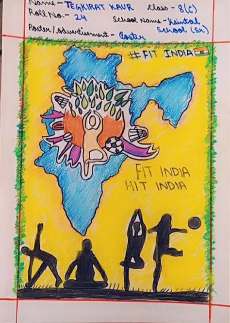 Our school joined the celebration of the 2nd edition of Fit India School Week in December 2020 to encourage students to adopt physical activities and sports in their day to day life. Apart from this, a Poster-making and Advertisement-making competition was organized for classes 6 to 8 on topics - 'Hum Fit Toh India Fit' and 'New India Fit India'. #KaintalSchool #ICSESchoolInPatiala #FitIndiaMovement #PosterMaking #AdvertisementMaking #FitIndia #LearnToLead Fit India Poster Drawing Competition, Poster Making Topics, Independence Day Drawing, India Poster, Drawing Competition, School Week, India School, Poster Drawing, Art Competitions