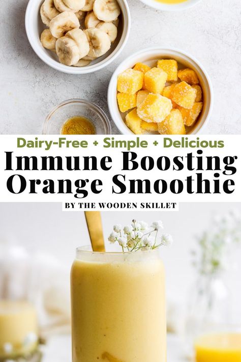 Healthy Immune Boosting Smoothie, Orange Immunity Bowl, Immune Smoothie Recipes, Smoothie Recipes Winter, Sick Day Smoothie, Smoothie When Sick, Smoothie With Oranges, Immune Boost Smoothie, Smoothies For Sickness